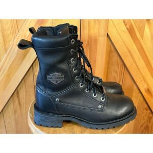 HARLEY-DAVIDSON Men's Benteen Black Leather Motorcycle Boots D96154 Size 9